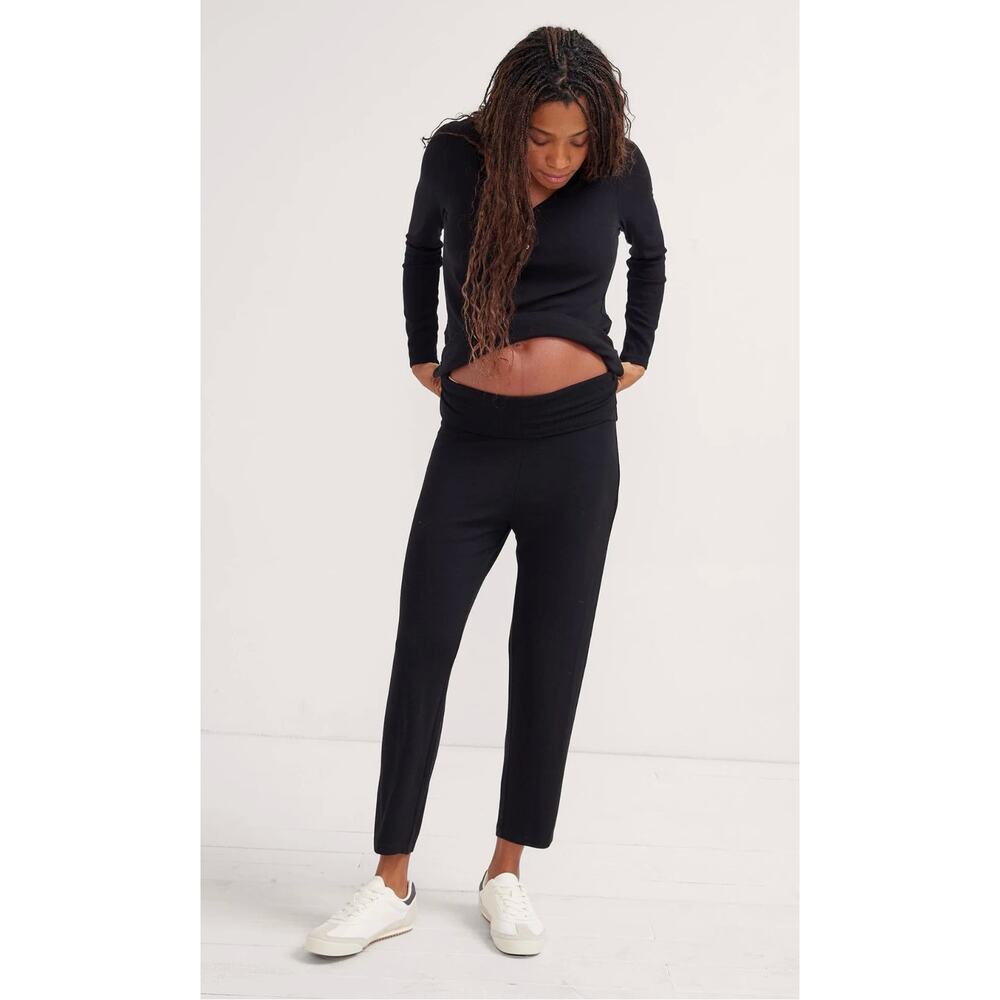 HATCH Maternity Pants Legging Black Ribbed Size Small 1 Over Under Lounge